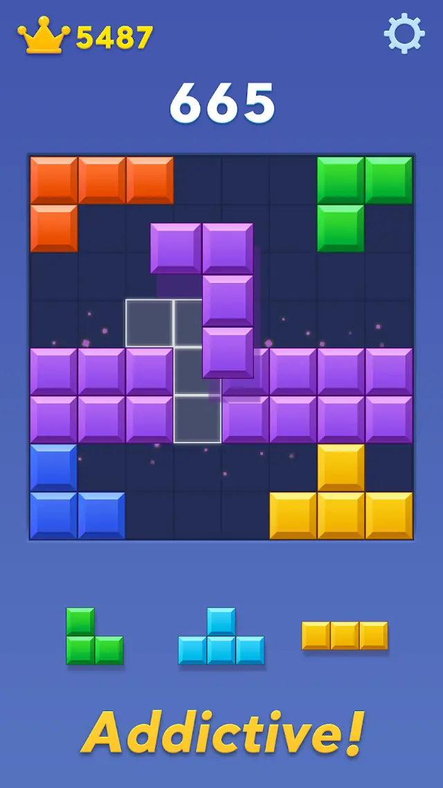 Linhas a ser limpas depois de um encaixe encadeado — Block Blast!