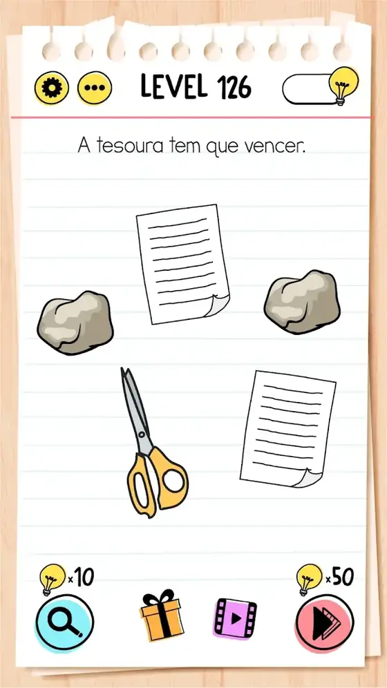 Nível resolvido com a explicação da solução inesperada — Brain Test: Jogos Mentais