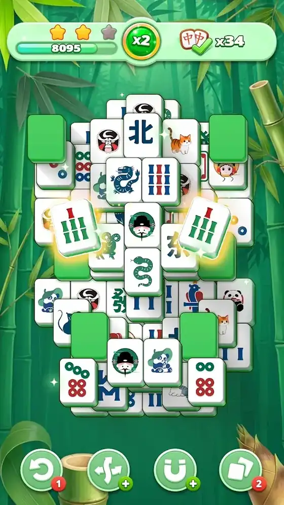 Tabuleiro inicial com as camadas de peças sobrepostas — Mahjong Blast - Puzzle de Mesa