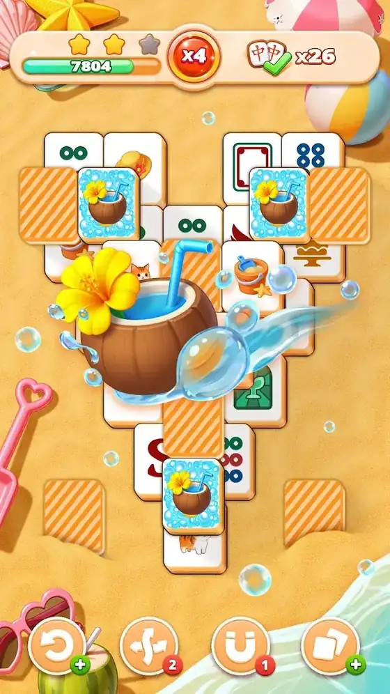 Ecrã de seleção com os tabuleiros já concluídos assinalados — Mahjong Blast - Puzzle de Mesa