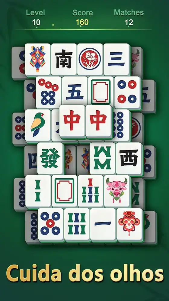 Peças em tamanho aumentado sobre o cenário de pátio — Mahjong Scapes®