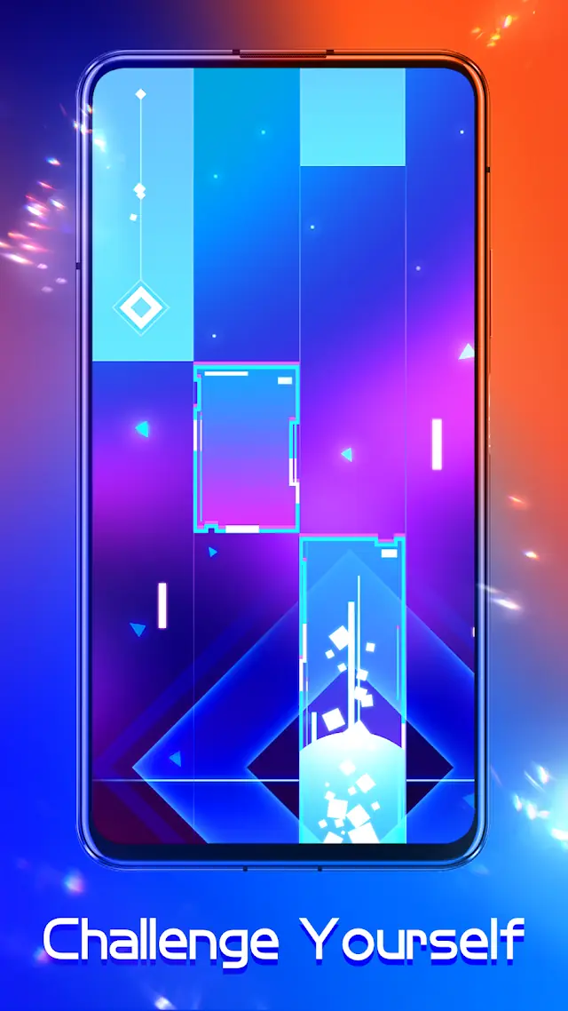 Ecrã de seleção de temas com os graus de dificuldade — Piano Fire: Edm Music & Piano