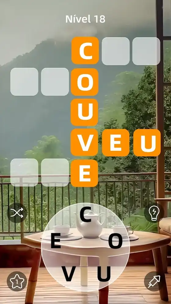 Grelha com vinte entradas por descobrir e as letras disponíveis em baixo — Zen Word - Jogo Pra Relaxar